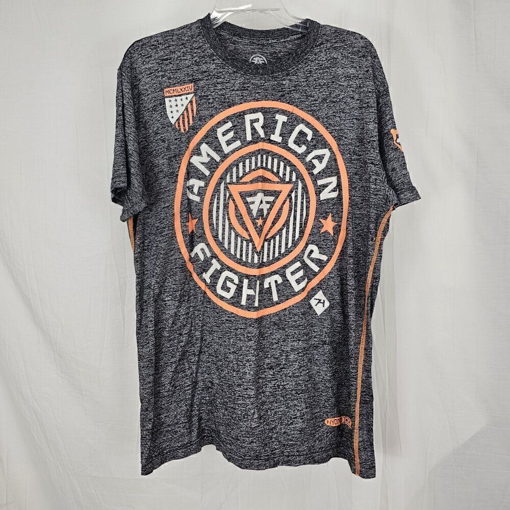 American Fighter Gray Orange Men's Size XL Graphic Tee Buckle Athletic Shirt